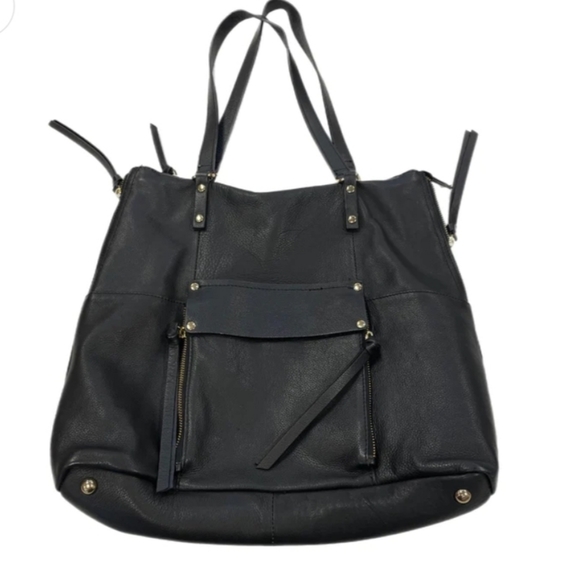 Kooba Soft Black Pebbled Leather w/ Tassels Large Tote Bag Purse - Picture 2 of 3